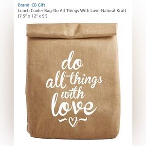 CB Gift “Do All Things With Love” Insulated Lunch Bag – Natural Kraft